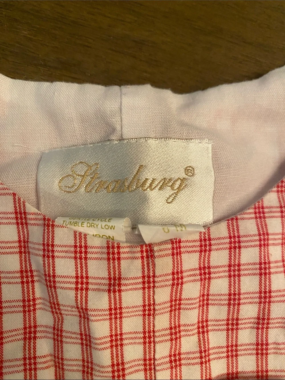 Vintage Strasburg Red and White Gingham Baby Romper